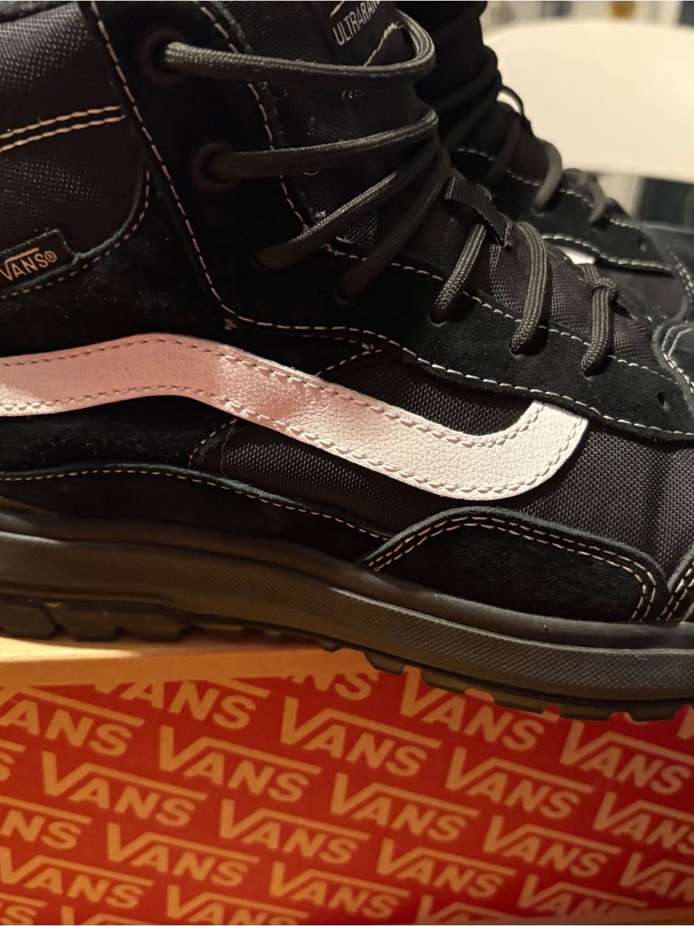 Vans Black High-Top Sneakers with White Side Stripe - Picture 6 of 8